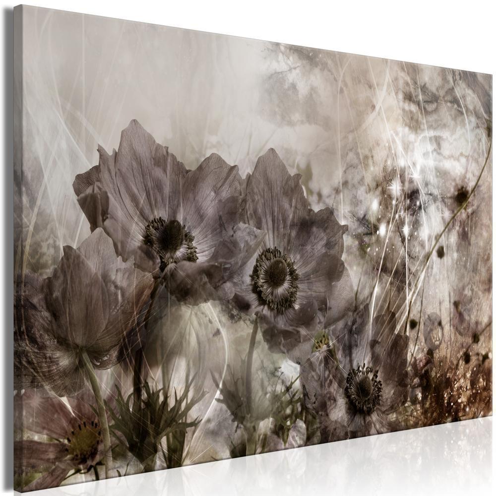 Canvas Print - Anemones in Sepia (1 Part) Wide-ArtfulPrivacy-Wall Art Collection