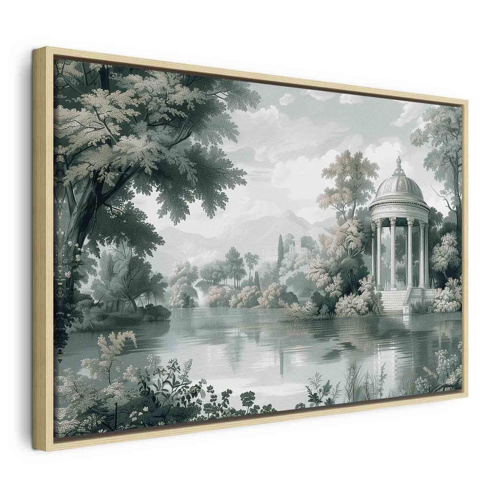 Canvas Print - View of the Park and Lake Retro Vintage Landscape in Greens