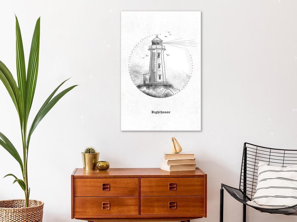 Canvas Print - Black and White Lighthouse (1 Part) Vertical-ArtfulPrivacy-Wall Art Collection