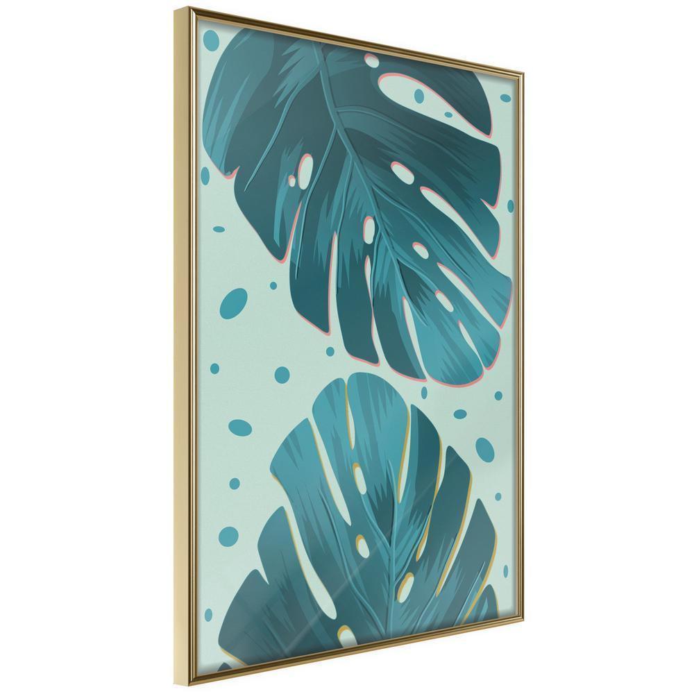 Botanical Wall Art - Pastel Monstera Leaves-artwork for wall with acrylic glass protection