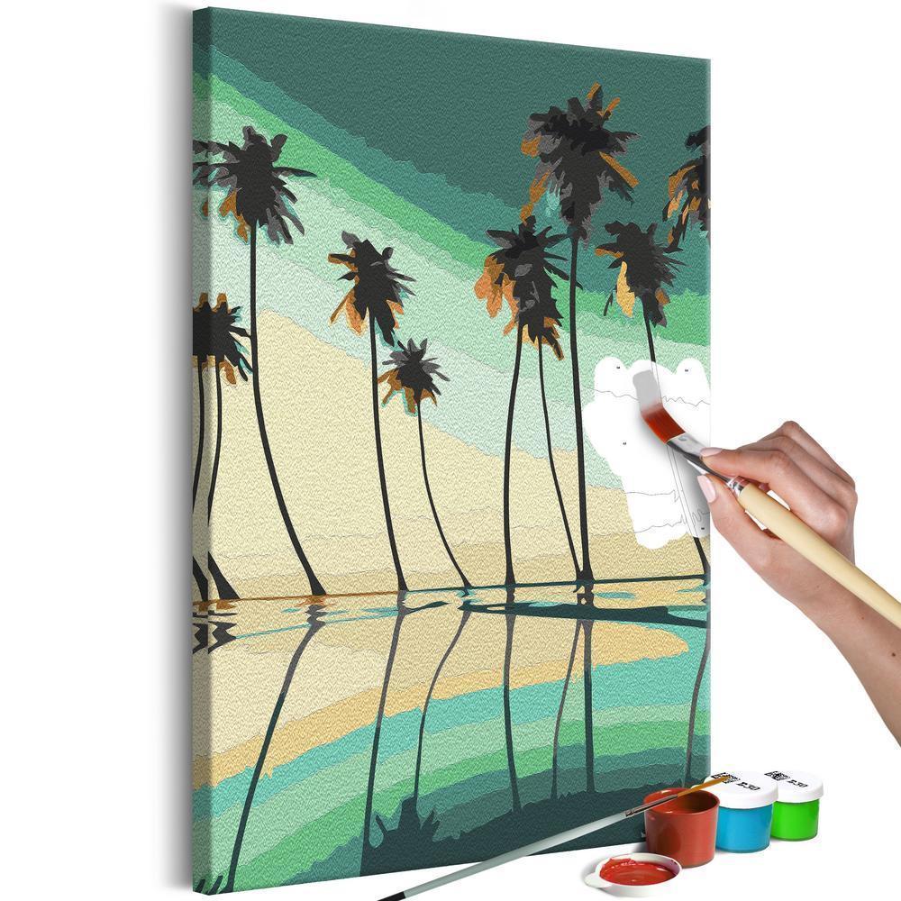 Start learning Painting - Paint By Numbers Kit - Turquoise Palm Trees - new hobby