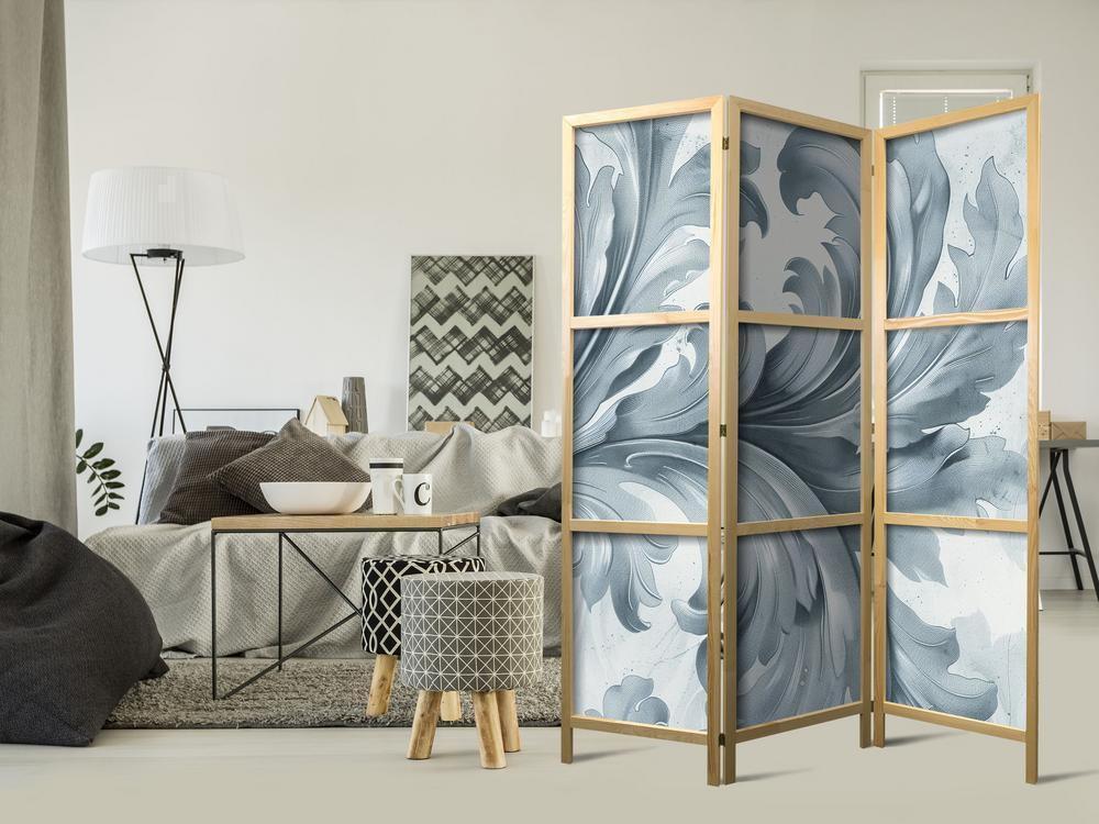 Japanese Room Divider - Botanical Motif with Leaves and Vines in Sandy Colors