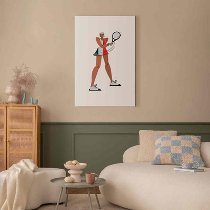 Canvas Print - Tennis Player With a Racket on a Light Background - Illustration