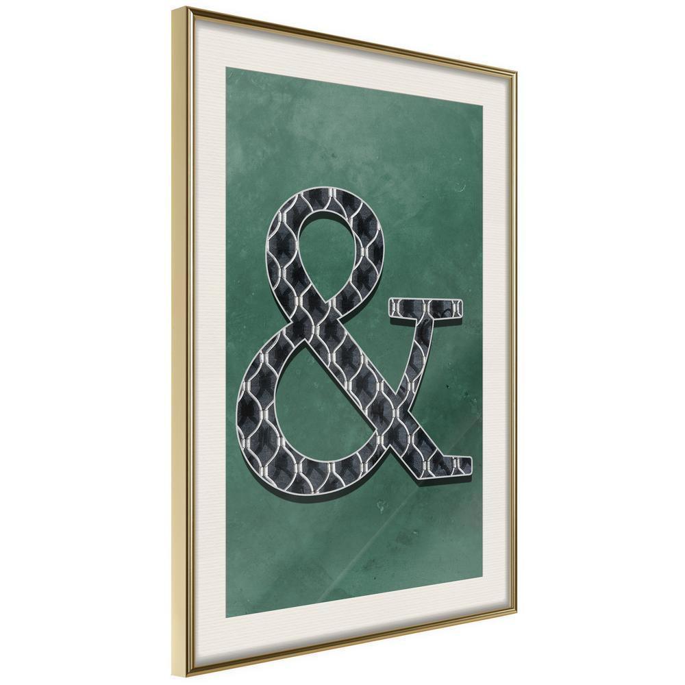 Typography Framed Art Print - Ampersand on Green Background-artwork for wall with acrylic glass protection