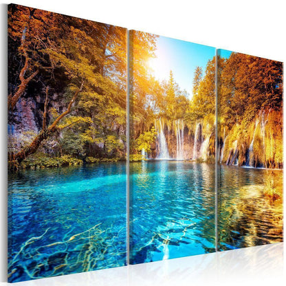 Canvas Print - Waterfalls of Sunny Forest-ArtfulPrivacy-Wall Art Collection