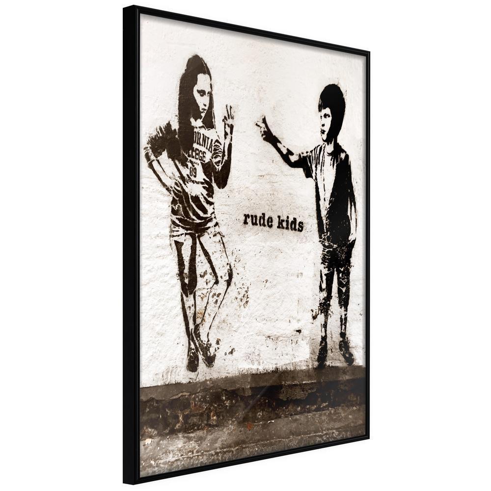 Urban Art Frame - Banksy: Rude Kids-artwork for wall with acrylic glass protection