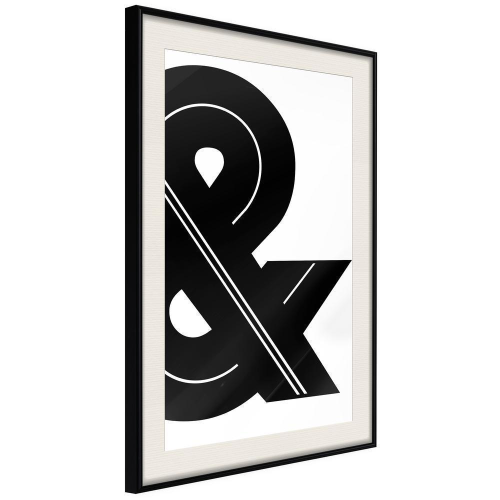 Typography Framed Art Print - Ampersand (Black and White)-artwork for wall with acrylic glass protection