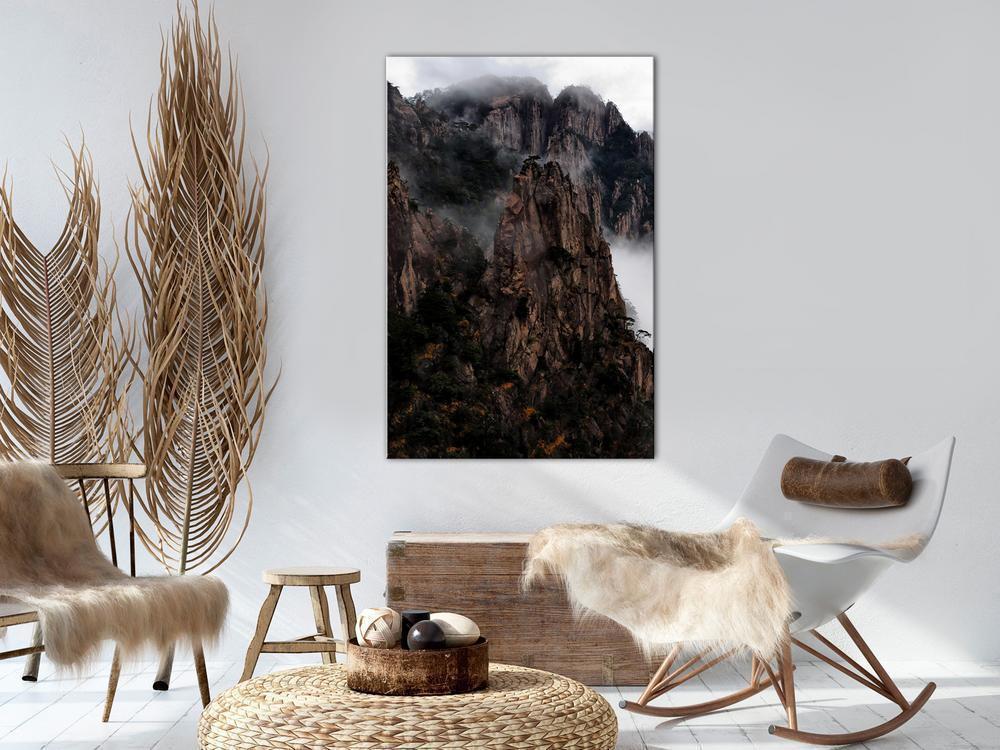 Canvas Print - Heart of Mountain Landscape (1-part) - Clouds Amid Rocks