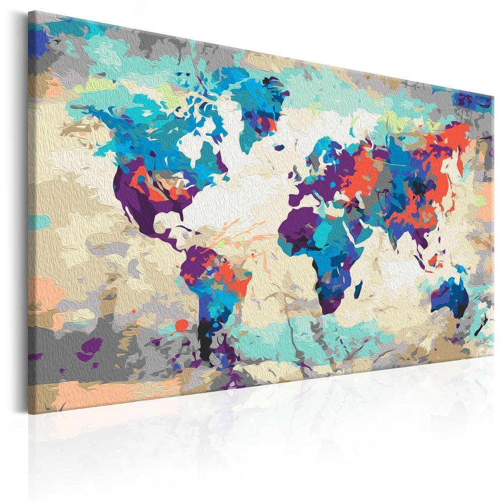 Start learning Painting - Paint By Numbers Kit - World Map (Blue & Red) - new hobby