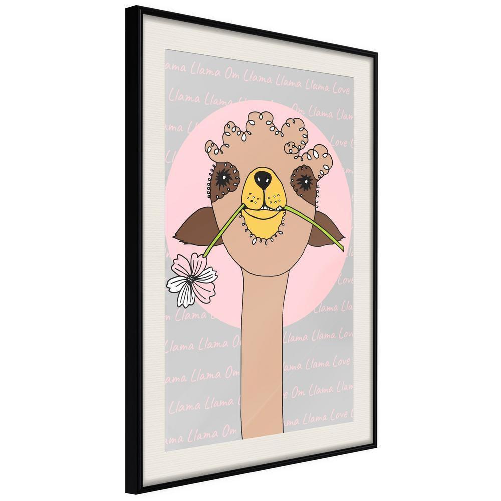 Nursery Room Wall Frame - Cute Llama-artwork for wall with acrylic glass protection