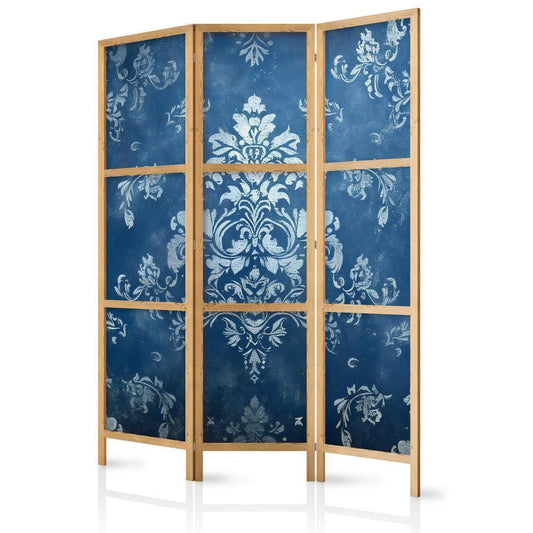 Japanese Room Divider - Retro Ornament - Decorative Motif in Worn Blues