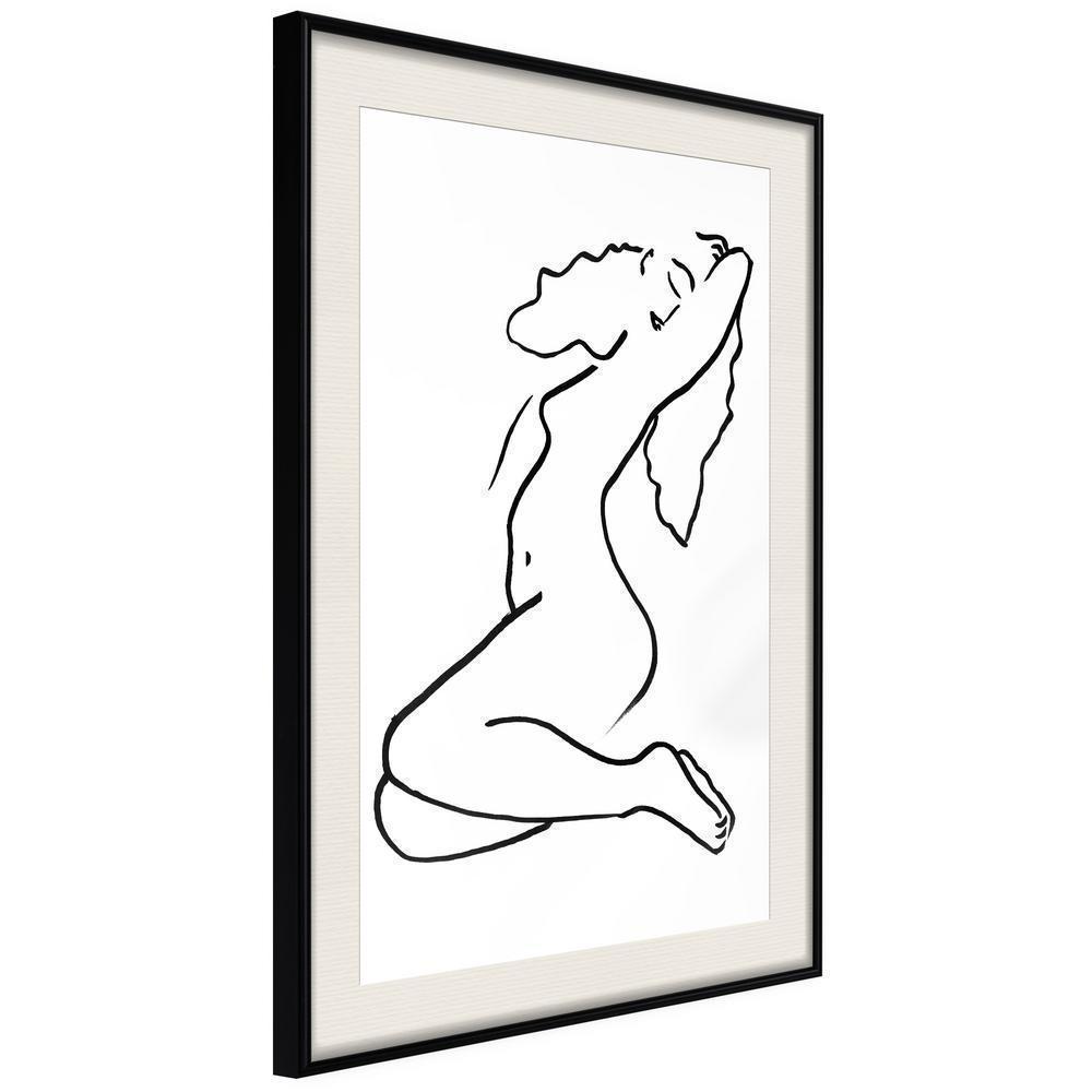 Black and White Framed Poster - Coquettish Pose-artwork for wall with acrylic glass protection