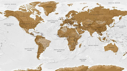 Wall Mural - World Map: White Oceans II-Wall Murals-ArtfulPrivacy