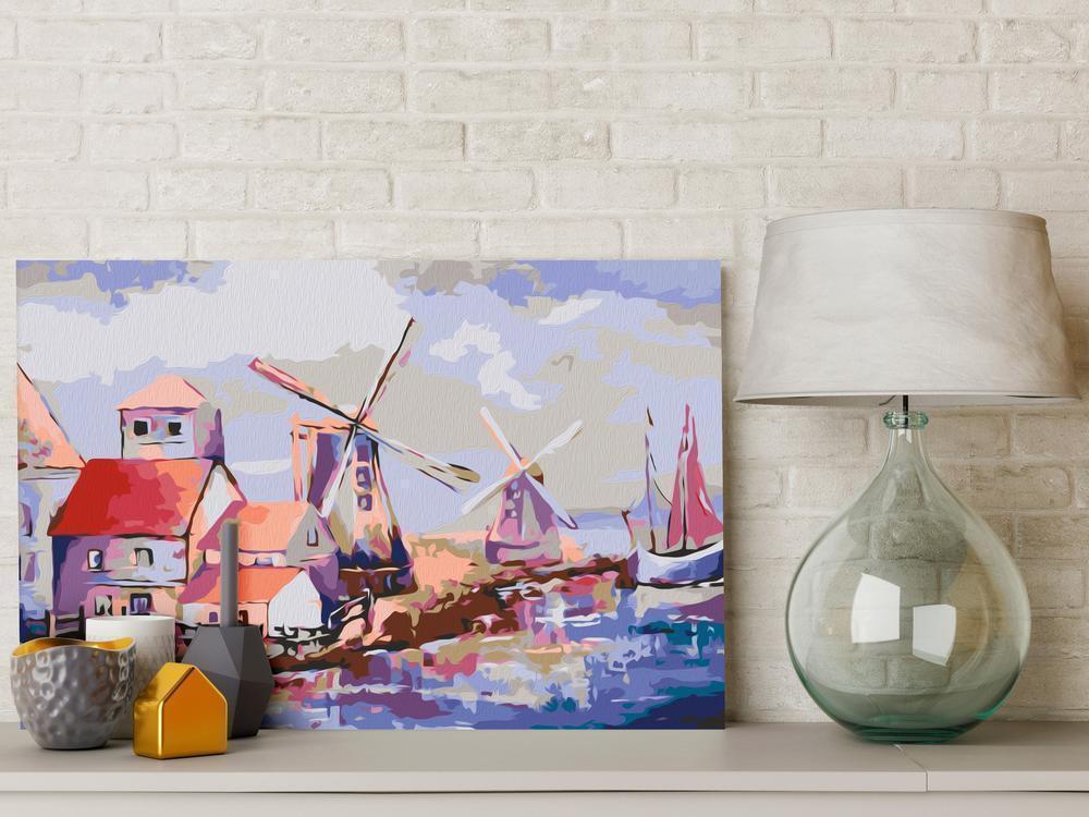 Start learning Painting - Paint By Numbers Kit - Windmills (Landscape) - new hobby