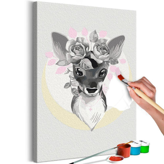 Start learning Painting - Paint By Numbers Kit - Doe with Flowers - new hobby