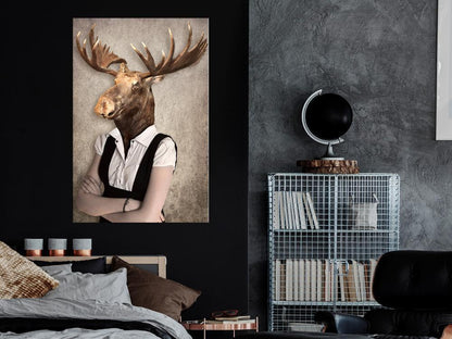 Canvas Print - Brainy Moose (1 Part) Vertical-ArtfulPrivacy-Wall Art Collection