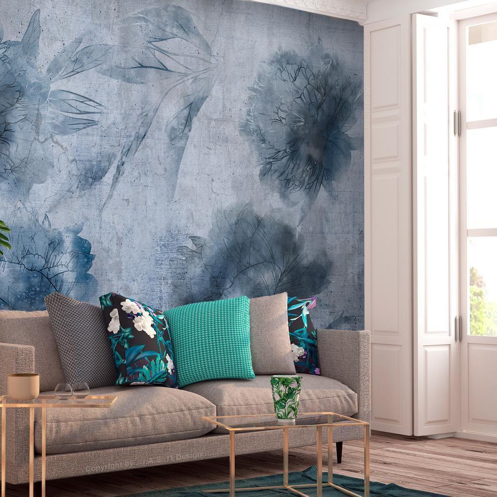 Wall Mural - Blue Peonies-Wall Murals-ArtfulPrivacy