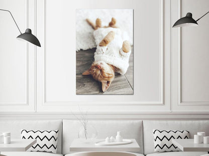 Canvas Print - Lazy Cat (1 Part) Vertical-ArtfulPrivacy-Wall Art Collection