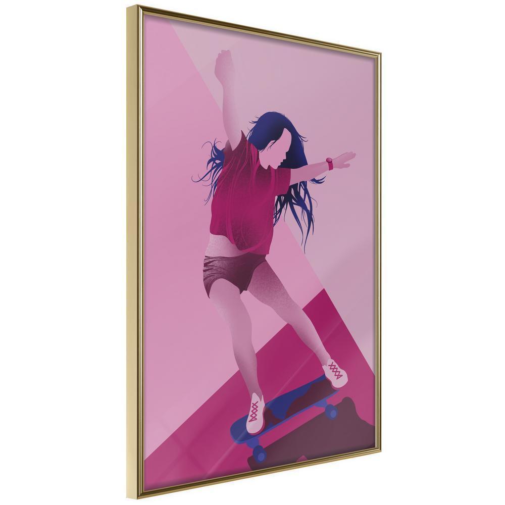 Wall Decor Portrait - Girl on a Skateboard-artwork for wall with acrylic glass protection