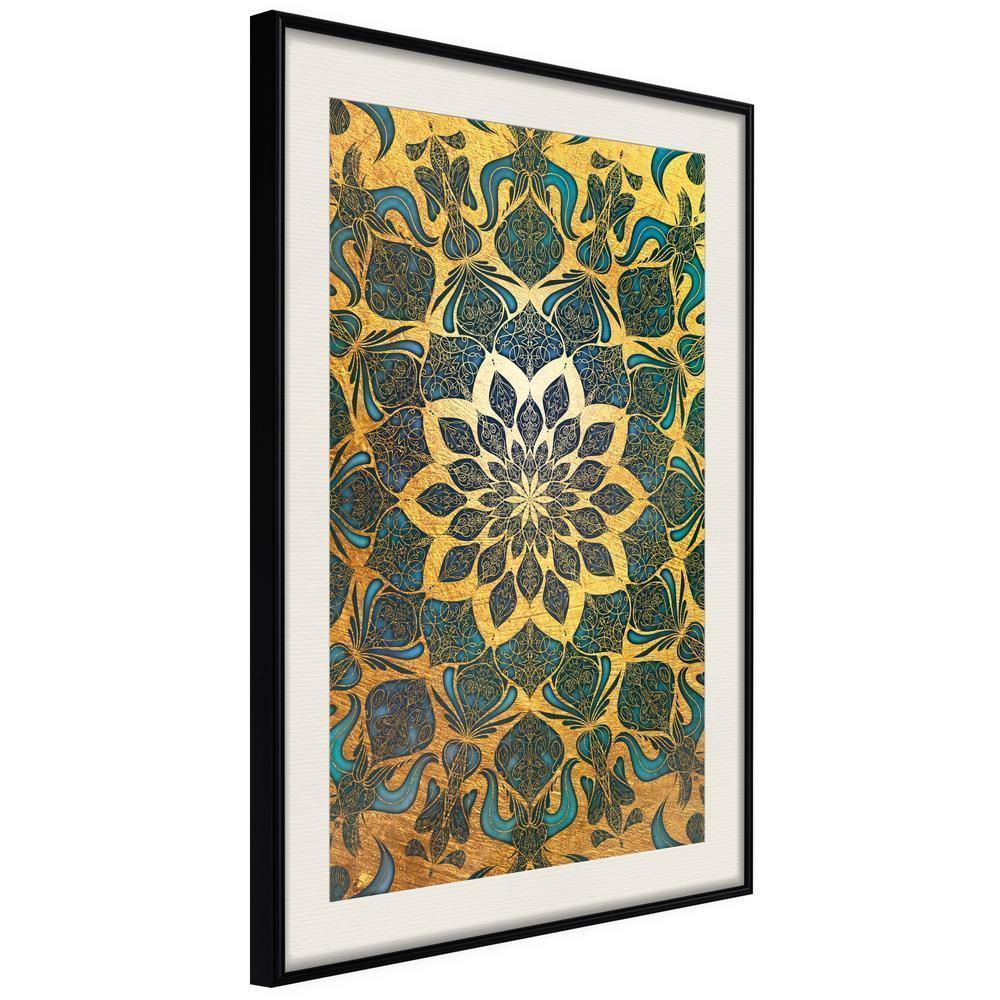 Golden Art Poster - Oriental Glow-artwork for wall with acrylic glass protection