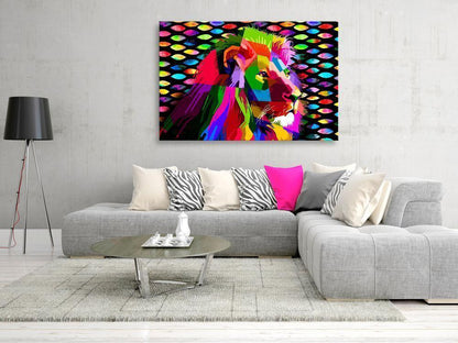 Canvas Print - Rainbow Lion (1 Part) Wide-ArtfulPrivacy-Wall Art Collection