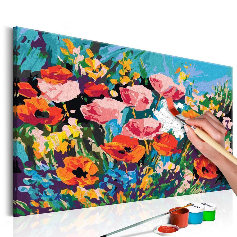 Start learning Painting - Paint By Numbers Kit - Colourful Meadow Flowers - new hobby
