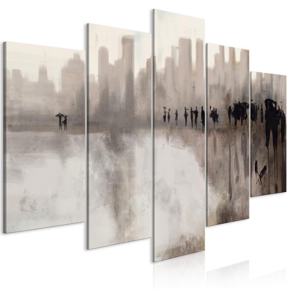 Canvas Print - City in the Rain (5 Parts) Wide-ArtfulPrivacy-Wall Art Collection