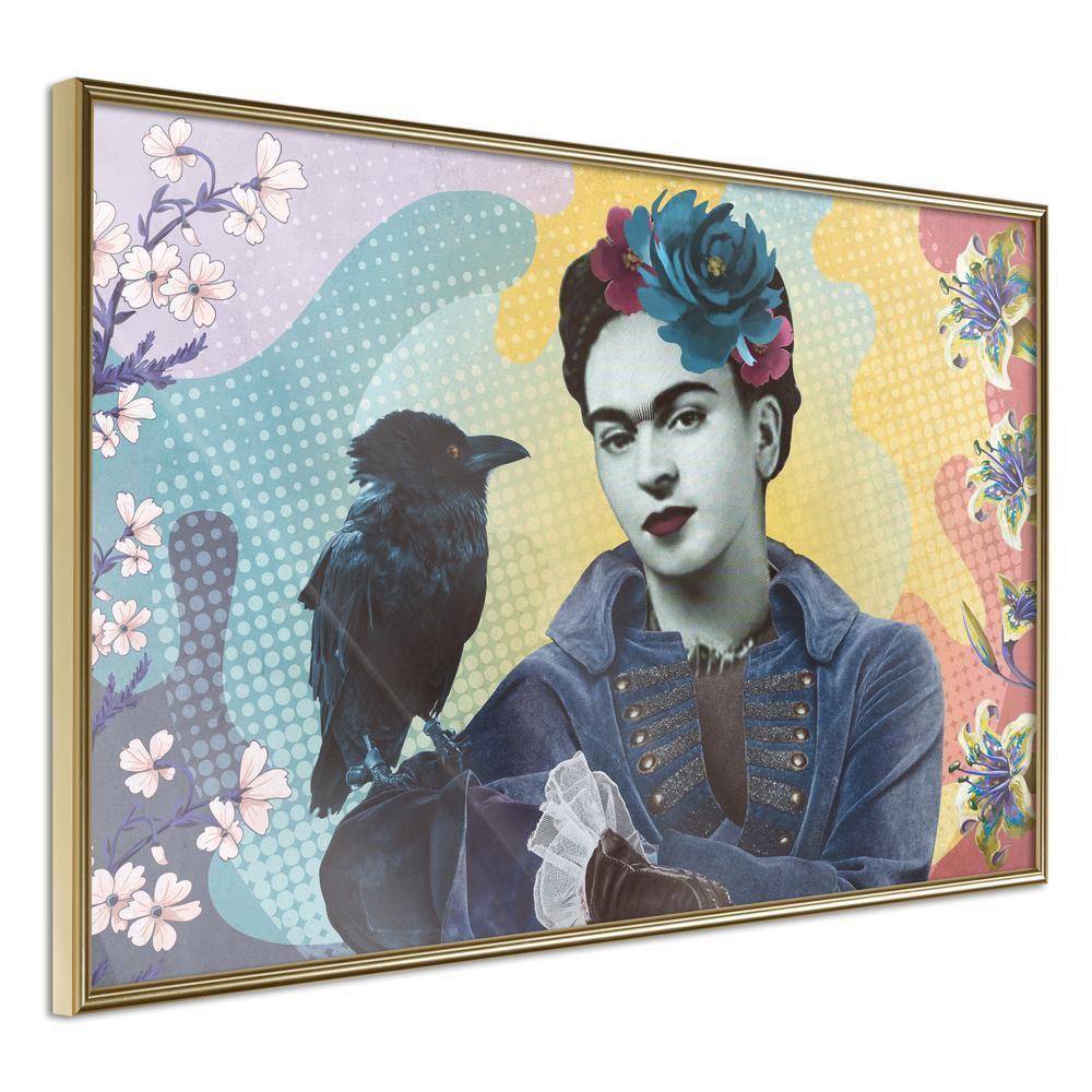 Wall Decor Portrait - Frida with a Raven-artwork for wall with acrylic glass protection