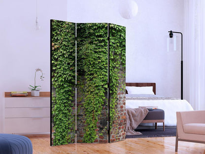 Decorative partition-Room Divider - Brick and ivy-Folding Screen Wall Panel by ArtfulPrivacy