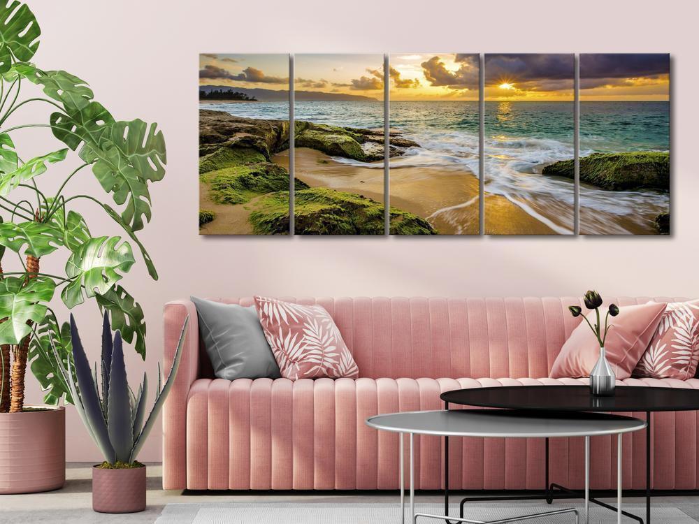 Canvas Print - Turquoise Sea (5 Parts) Narrow-ArtfulPrivacy-Wall Art Collection