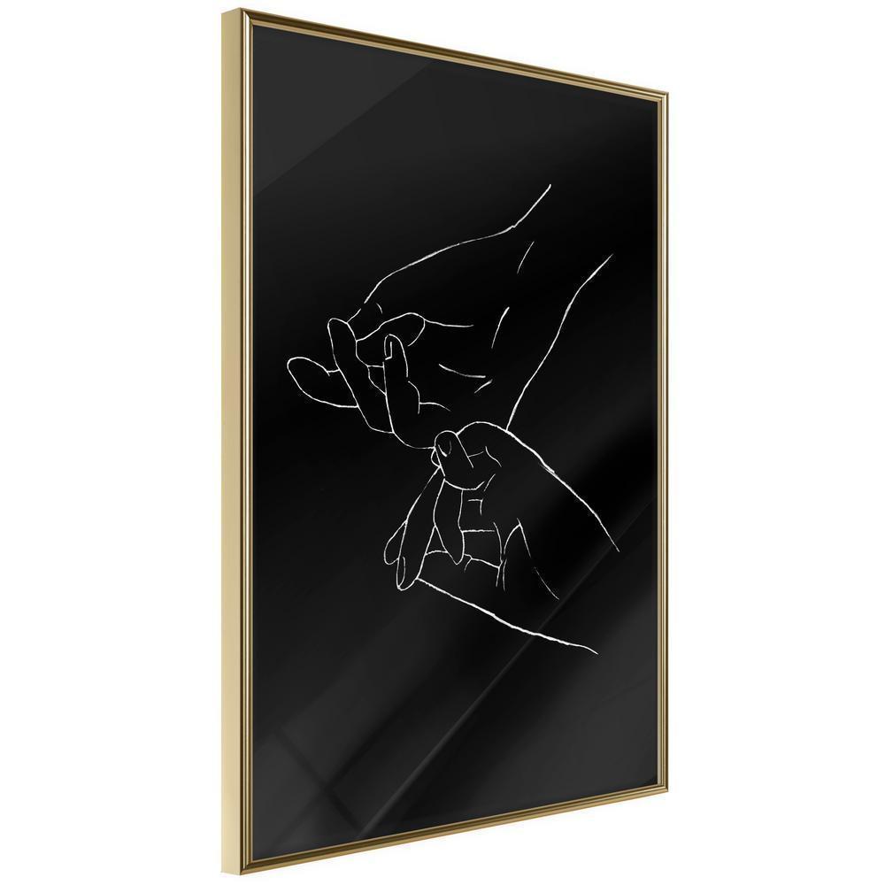 Black and White Framed Poster - Joined Hands (Black)-artwork for wall with acrylic glass protection