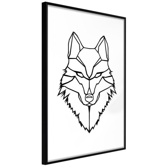 Black and white Wall Frame - Wolf Look-artwork for wall with acrylic glass protection