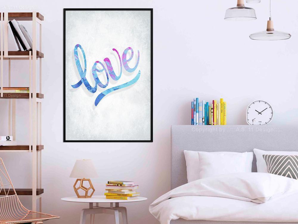 Typography Framed Art Print - Love I-artwork for wall with acrylic glass protection