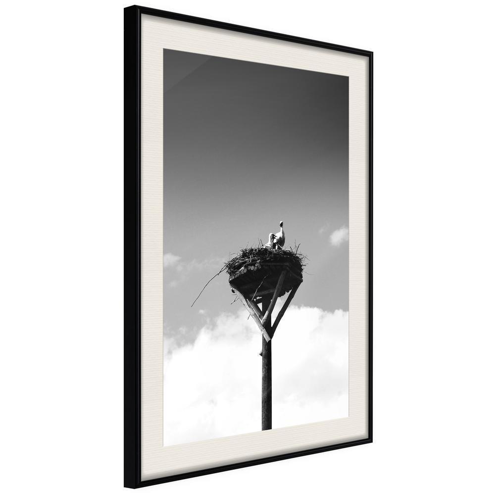 Black and White Framed Poster - Presage of Spring-artwork for wall with acrylic glass protection