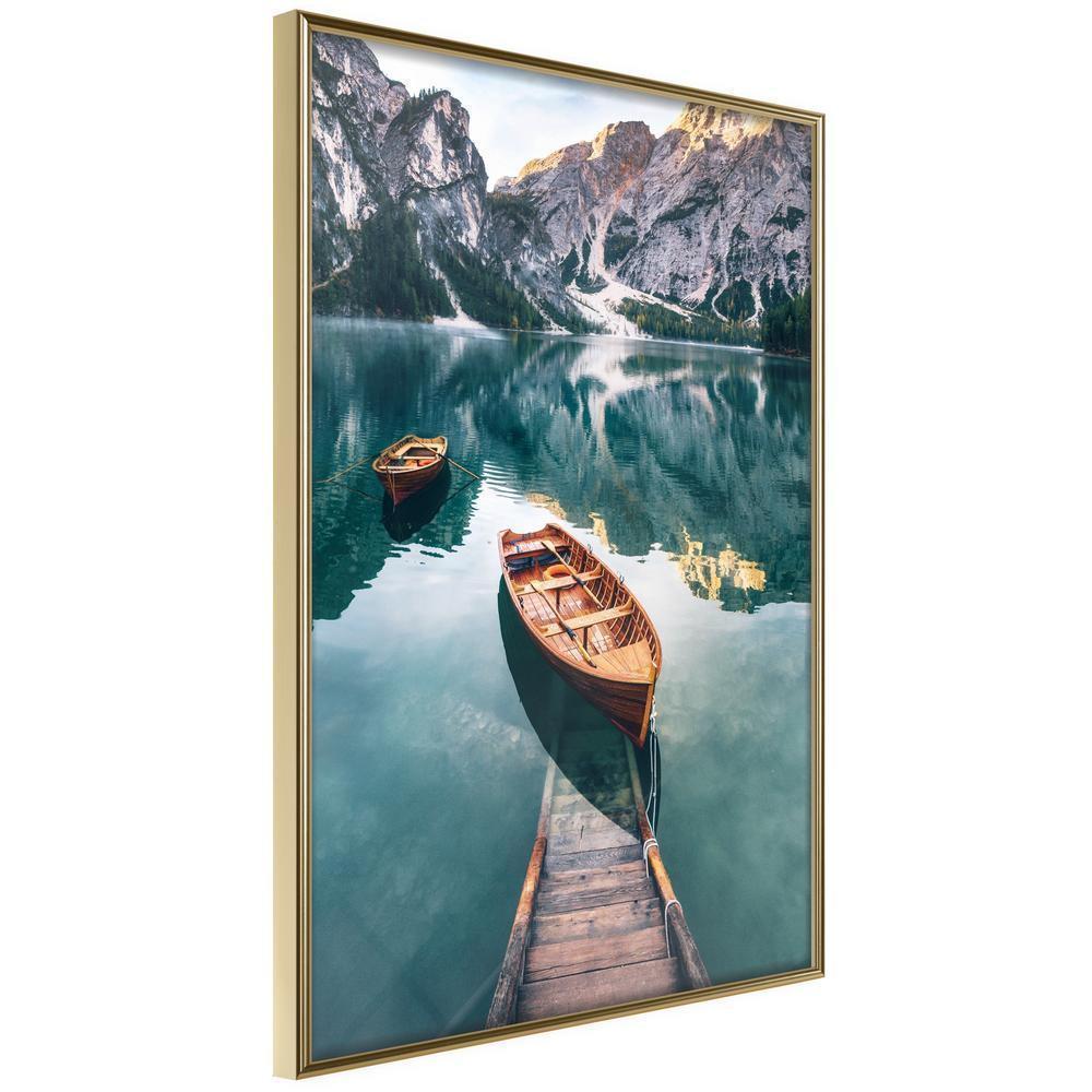 Framed Art - Lake in a Mountain Valley-artwork for wall with acrylic glass protection