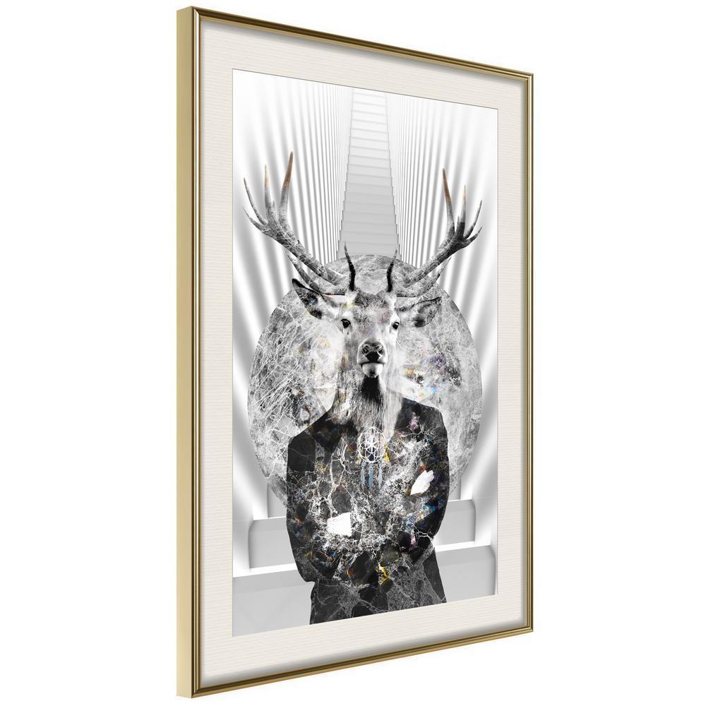 Black and White Framed Poster - Herd Leader-artwork for wall with acrylic glass protection