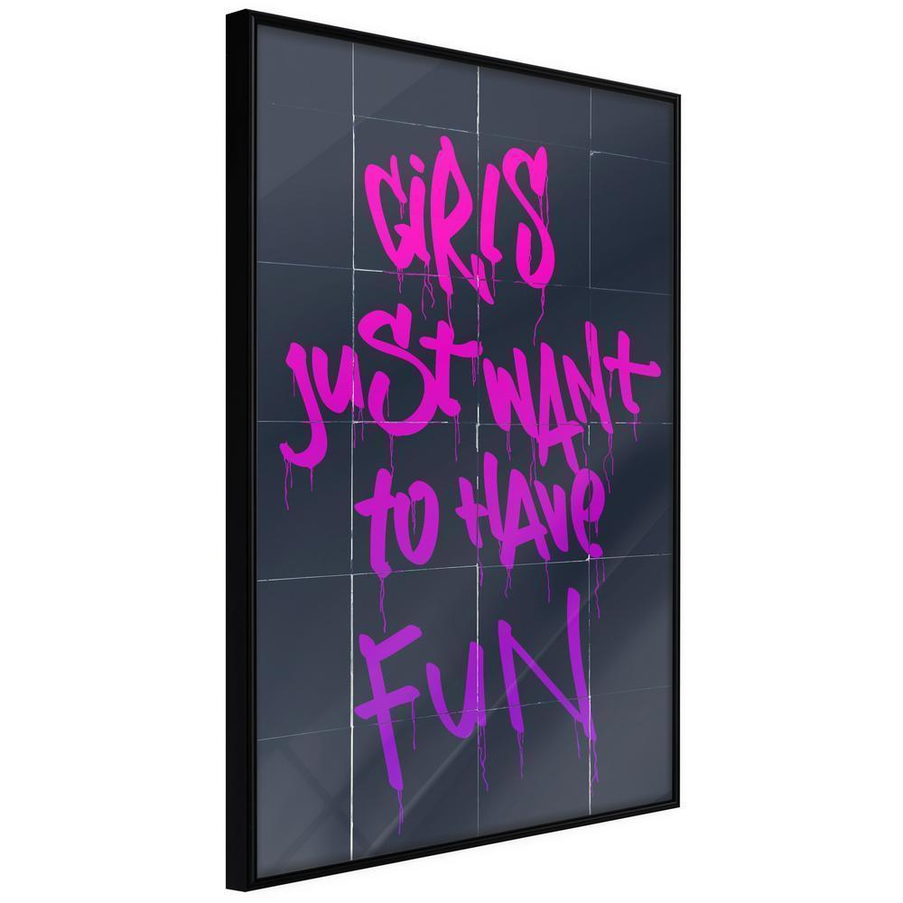 Typography Framed Art Print - What Girls Want-artwork for wall with acrylic glass protection