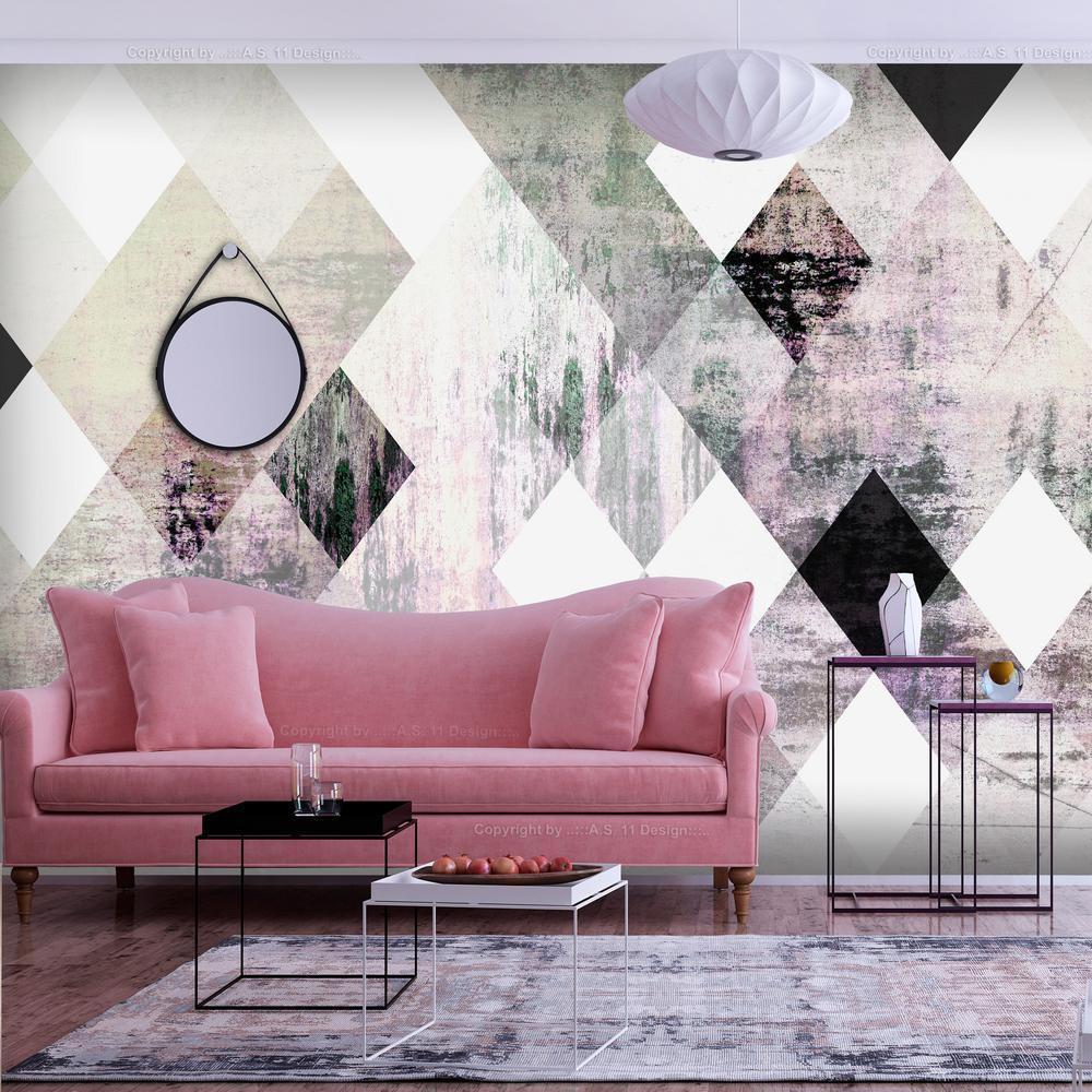 Wall Mural - Rhombic Chessboard (Pink)-Wall Murals-ArtfulPrivacy