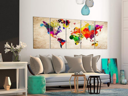 Canvas Print - World Map: Painted World-ArtfulPrivacy-Wall Art Collection