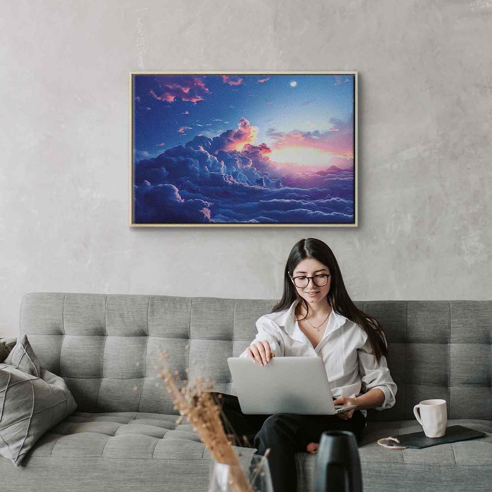 Canvas Print - Night Concert in the Mountains: Clouds Illuminated by the Last Rays of the Sun