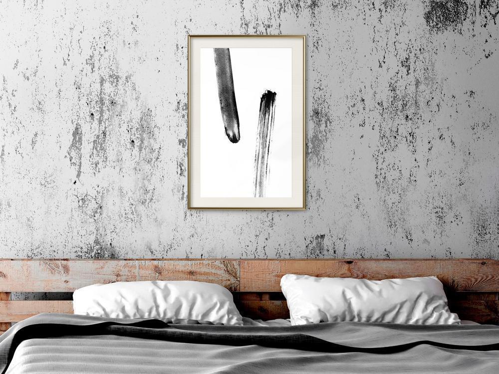 Black and White Framed Poster - Braking Distance-artwork for wall with acrylic glass protection