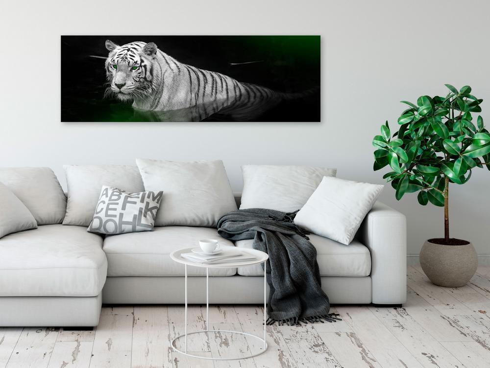 Canvas Print - Shining Tiger (1 Part) Green Narrow-ArtfulPrivacy-Wall Art Collection