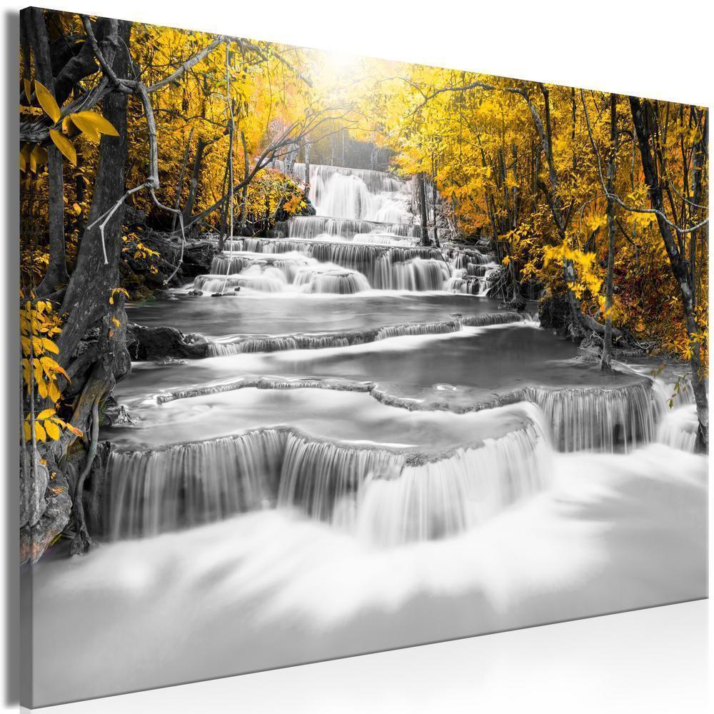 Canvas Print - Cascade of Thoughts (1 Part) Wide Yellow-ArtfulPrivacy-Wall Art Collection