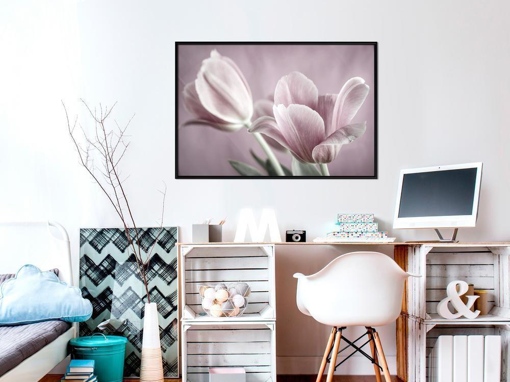 Botanical Wall Art - Pastel Tulips I-artwork for wall with acrylic glass protection