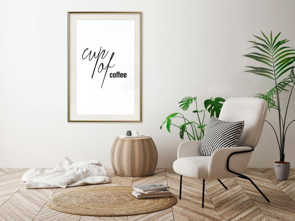 Typography Framed Art Print - Caffeine Needed-artwork for wall with acrylic glass protection