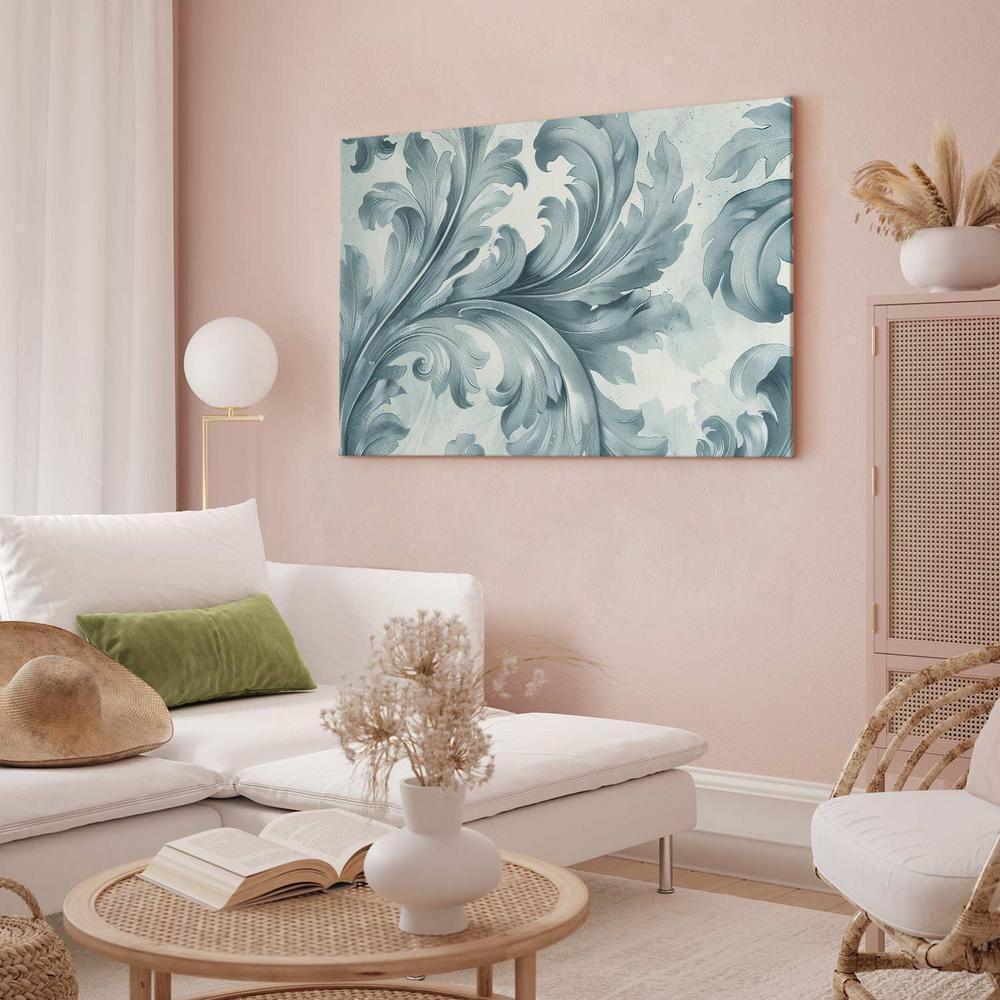 Canvas Print - Stone Baroque Ornaments in Light Shades of Gray-Blue