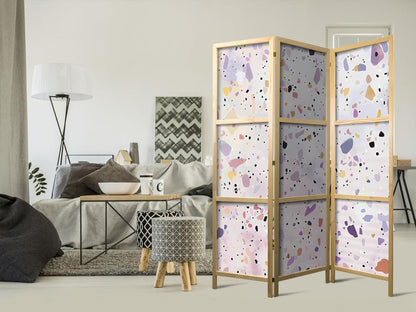 Japanese Room Divider - Confetti-Style Terrazzo - Purple-Pink - Colorful Pattern