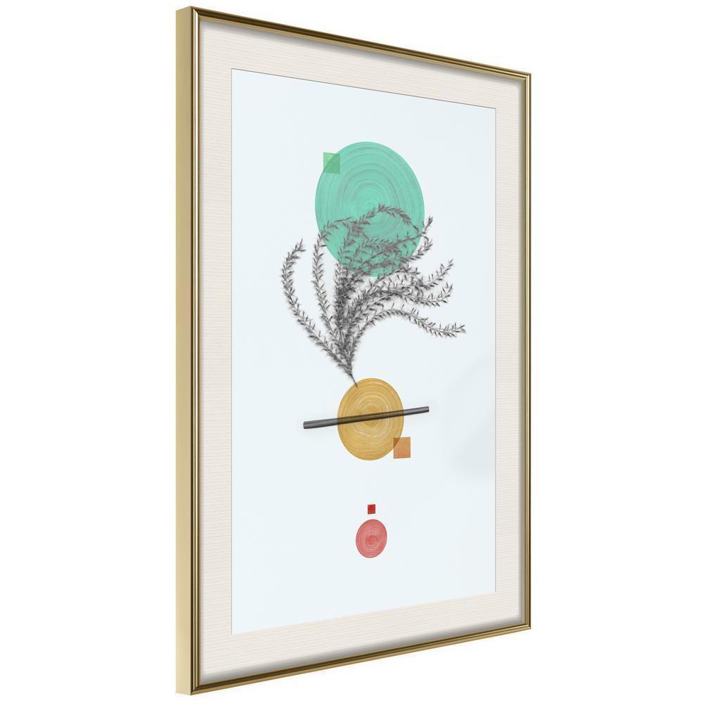 Abstract Poster Frame - Geometric Installation with a Plant-artwork for wall with acrylic glass protection