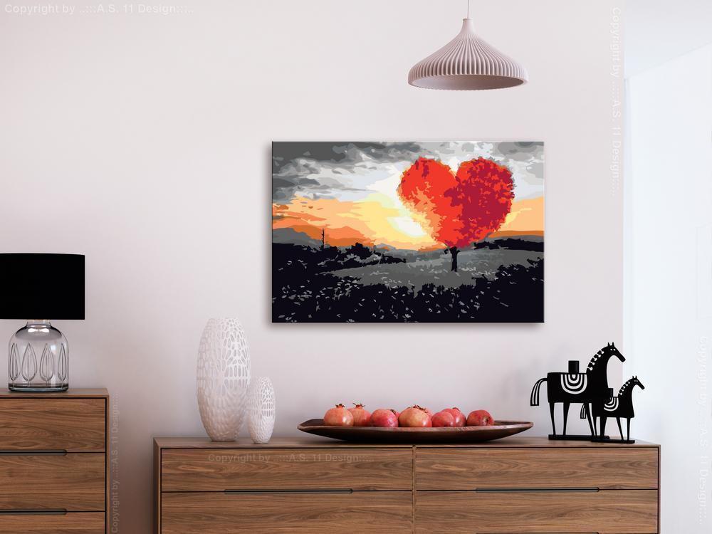 Start learning Painting - Paint By Numbers Kit - Heart-Shaped Tree (Sunrise) - new hobby
