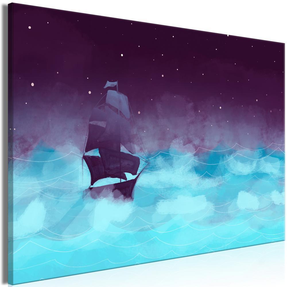 Canvas Print - Night Waves (1 Part) Wide - Third Variant-ArtfulPrivacy-Wall Art Collection